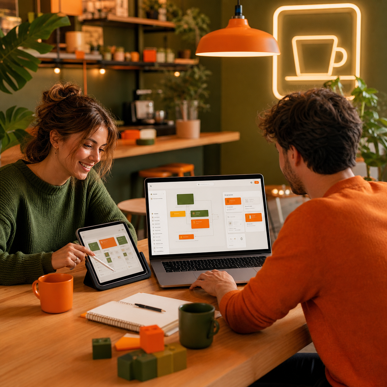 Mini-App-Labor mit Laptop und No-Code-Workflow